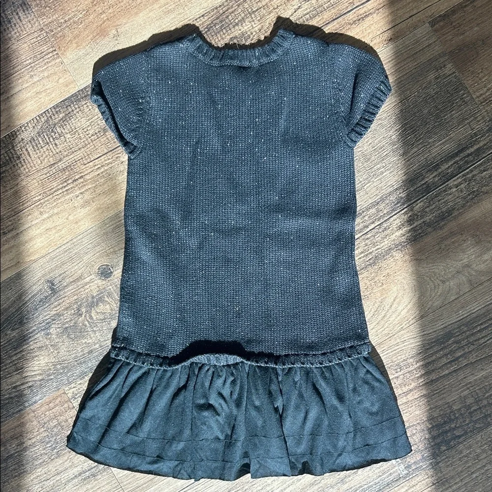 Black shimmer Knit Dress with Ruffle Hem